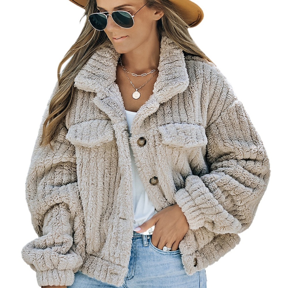 Button-Up Collared Fleece Jacket